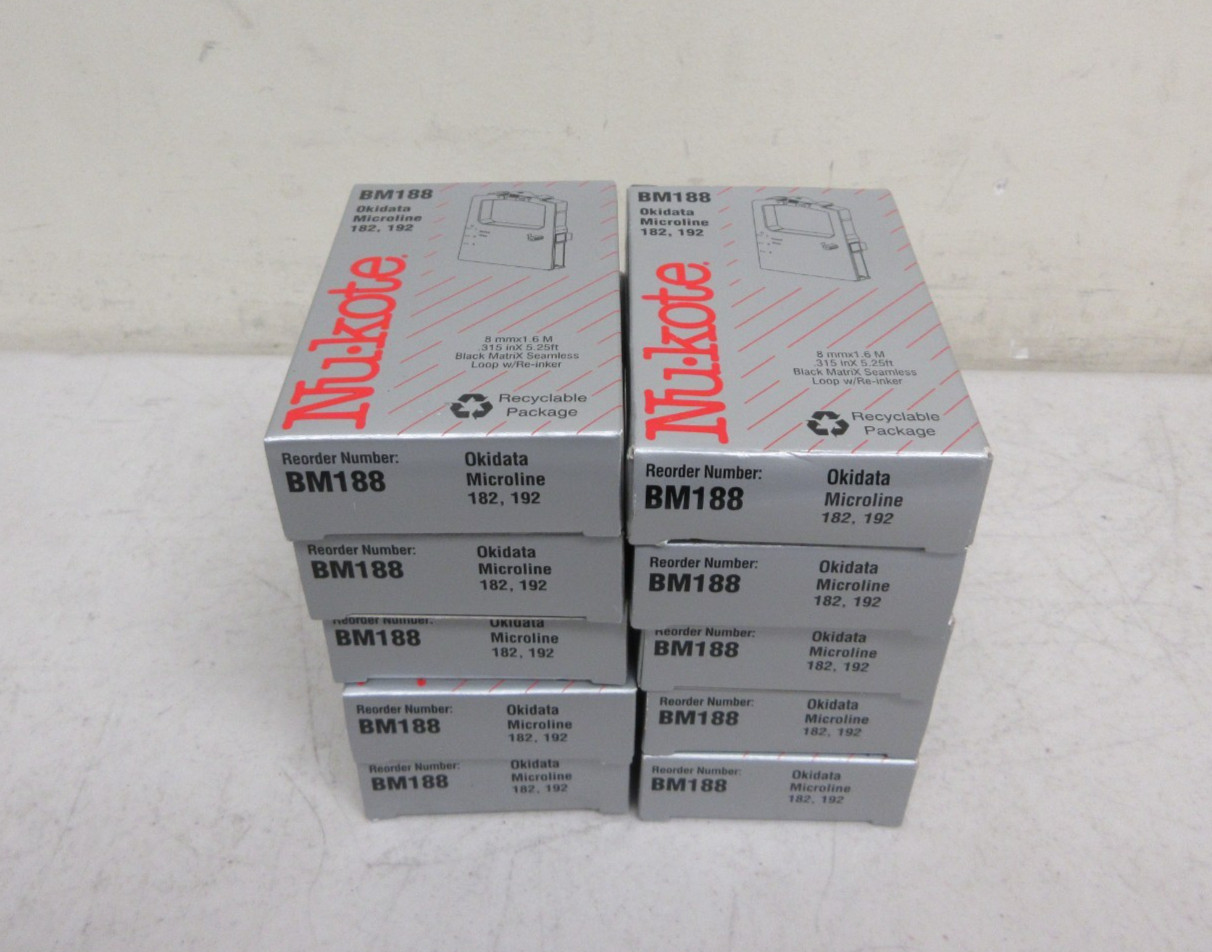 Lot of 10  Nukote BM188 Ribbon Okidata Microline 182/192 *NEW*