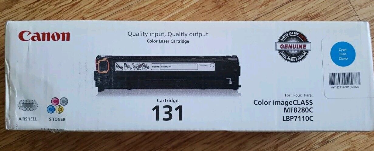 Canon 131 Genuine High Yield Laser Toner Cartridge CYAN Open Box 2015
