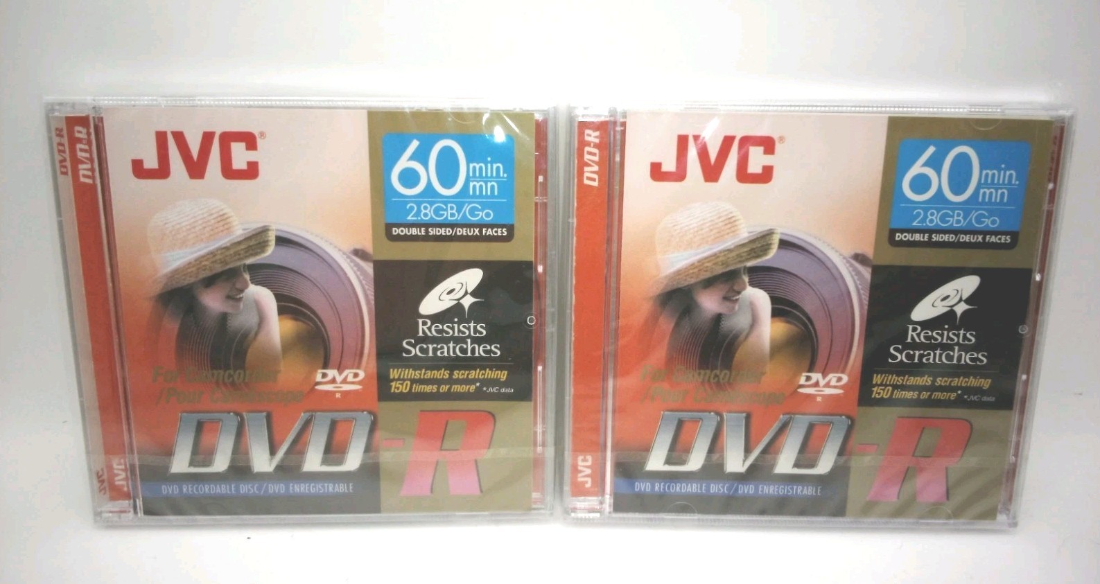 (2) JVC DVD-R for Handycam 60min 2.8 GB For Sony Camcorders