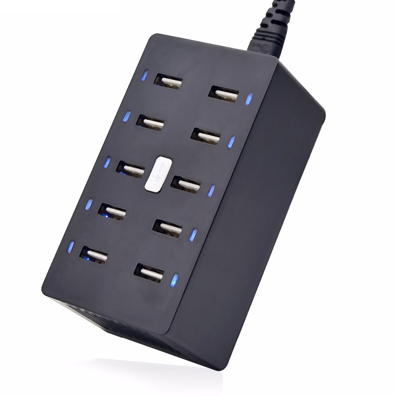 Universal 10 Port USB Charging Station Wall Charger fr iPhone iPad Android Phone
