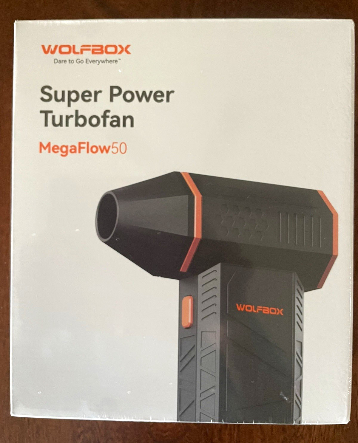 WOLFBOX MegaFlow50 Rechargeable Battery Mini Fan, Centrifugal, Black/Orange