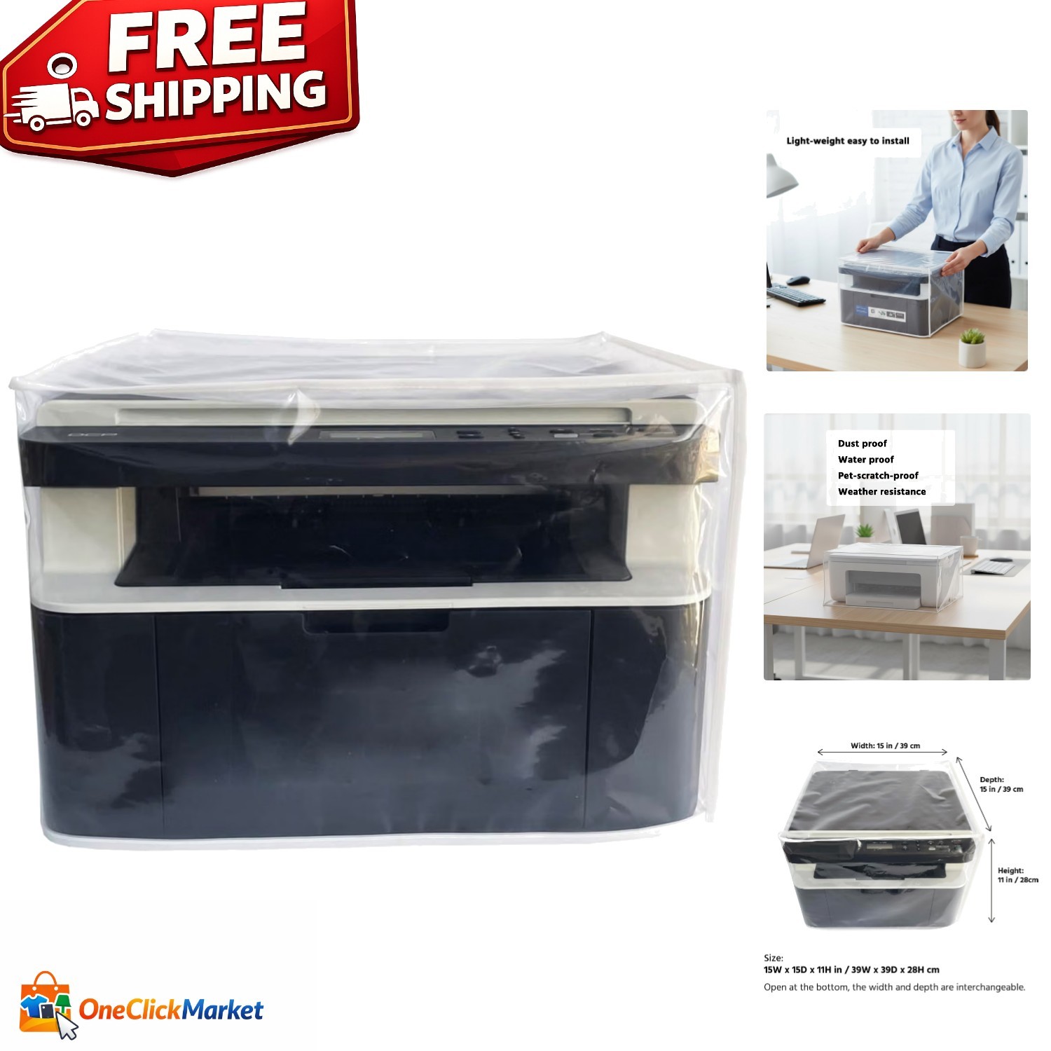 Reusable Waterproof Printer Cover - Clear Design for Easy Visibility and Access