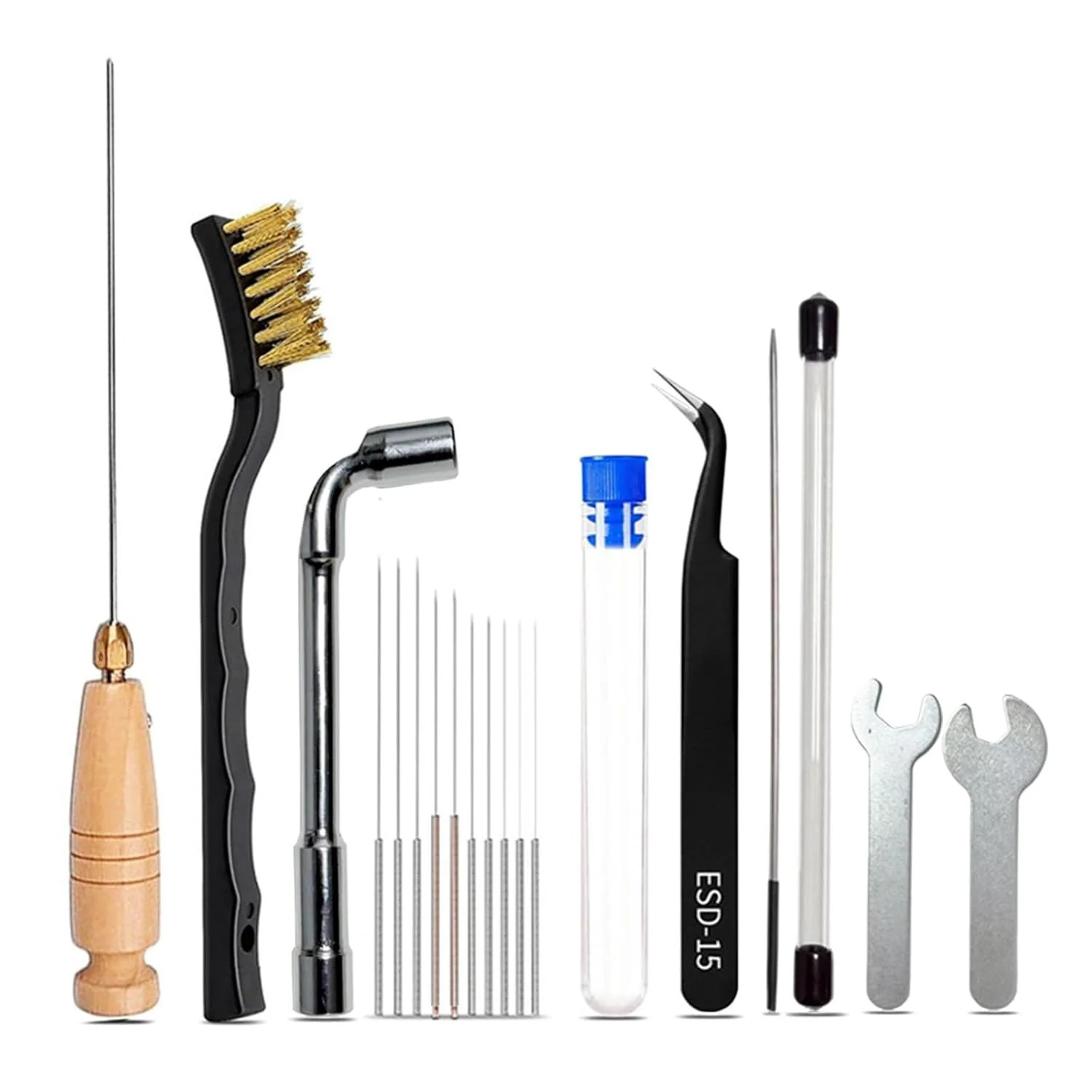 17pcs Clog Poke 3D Printer Nozzle Cleaning Kit for 1.75mm Filament Nozzles,Φ1.5m