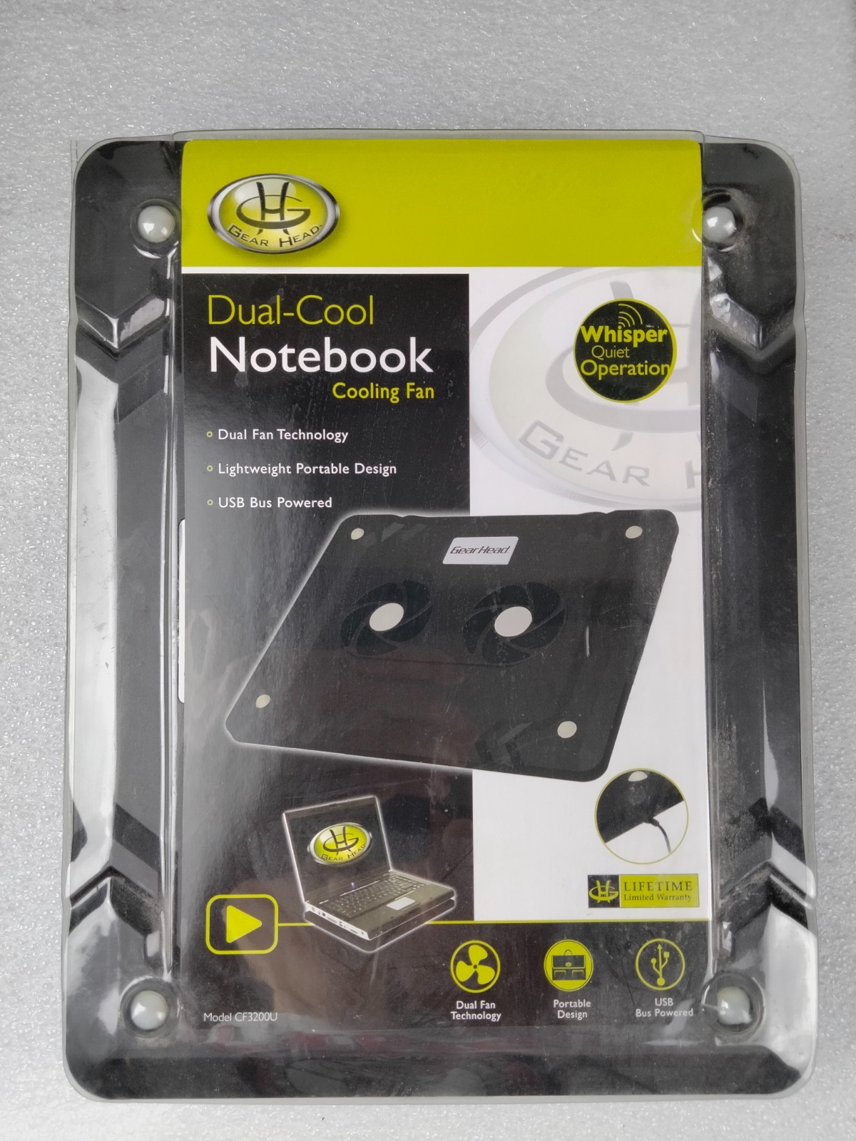 New Sealed Gear Head Dual-Cool Notebook Cooling Fan, USB Powered, Portable