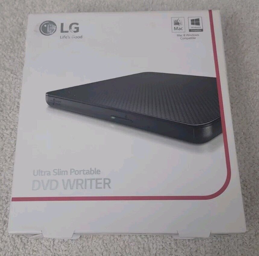 LG Ultra Slim Portable External DVD Writer Disc Drive For Windows & Mac New