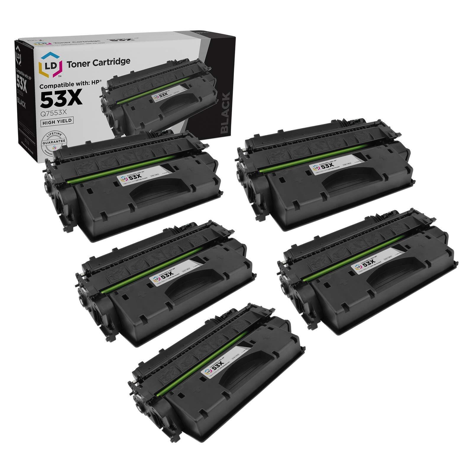 LD Products Compatible Toner Cartridge Replacement HP 53X Q7553X HY (Black, 5PK)