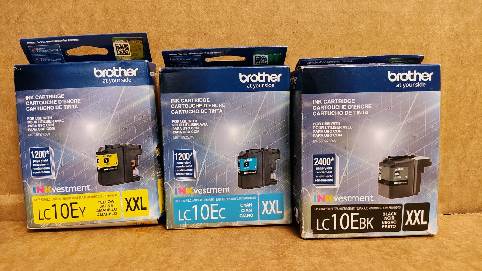 Brother Genuine **XXL** LC10EBK, LC10EC, LC10EY Super High Yield INK p