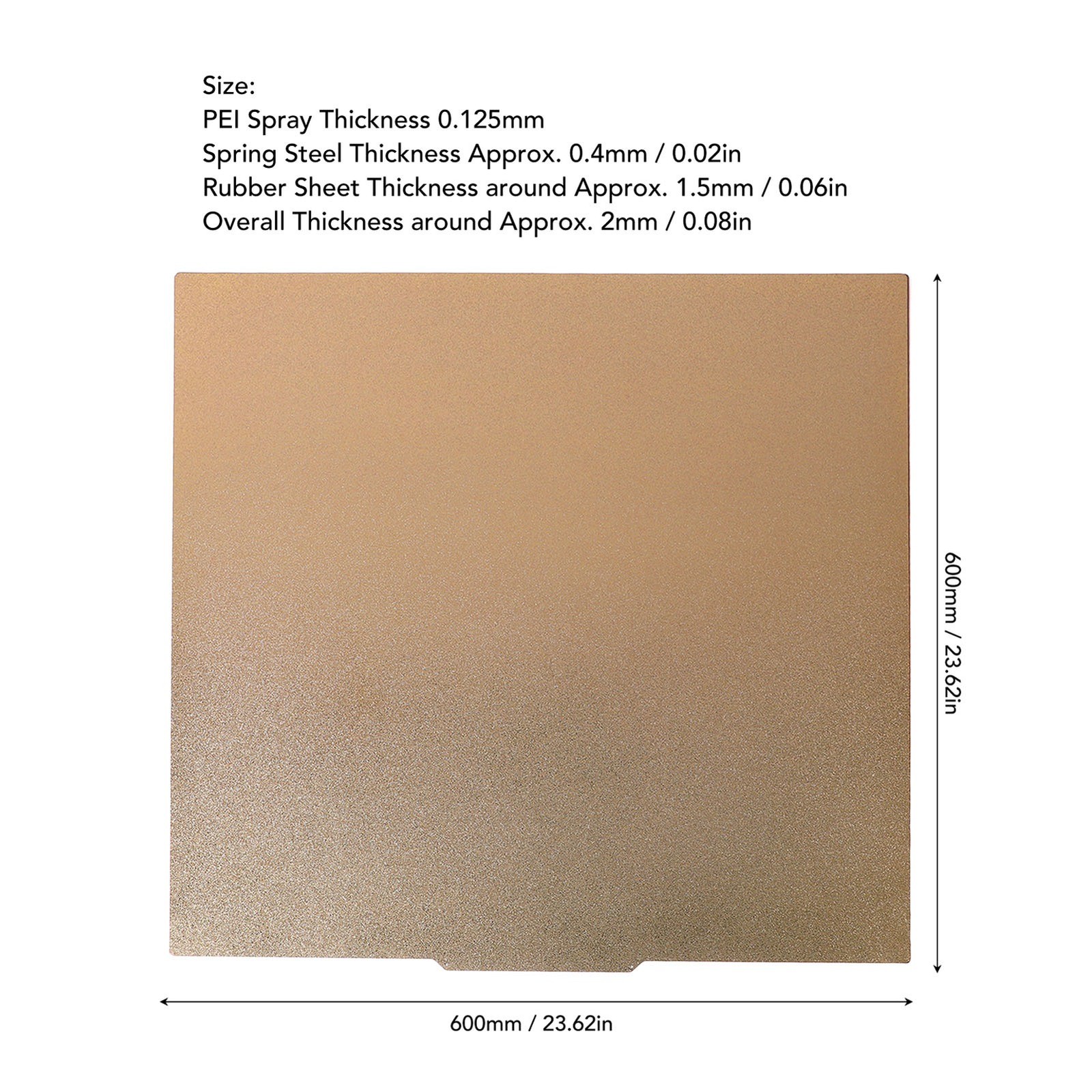 ♡ Double Sided Textured PEI And Flexible Build Plate 600x600mm 3D Printer
