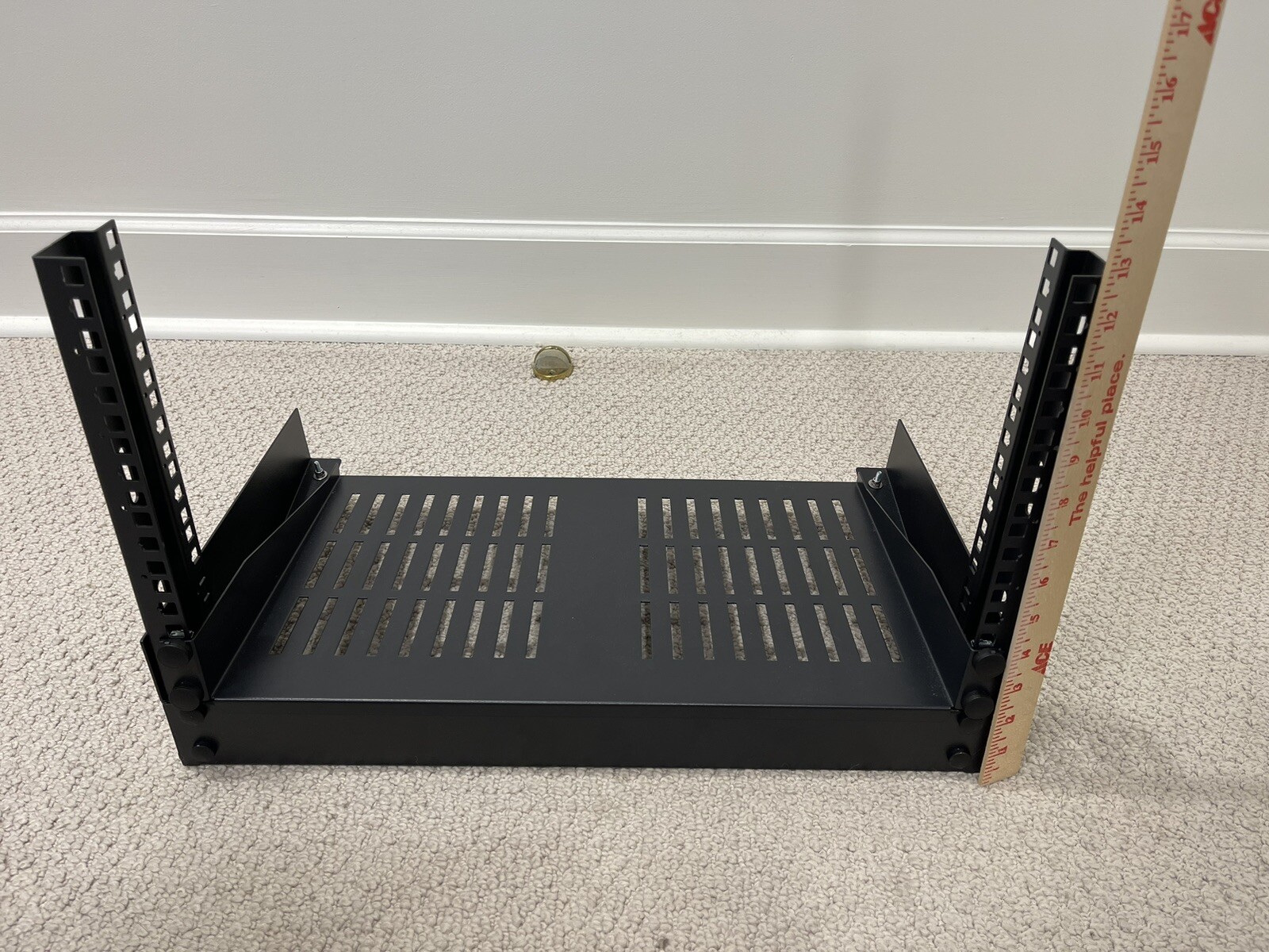 6U 2-Post Open Frame 19" Desktop Rack Stand with 1U Shelf and Added Feet