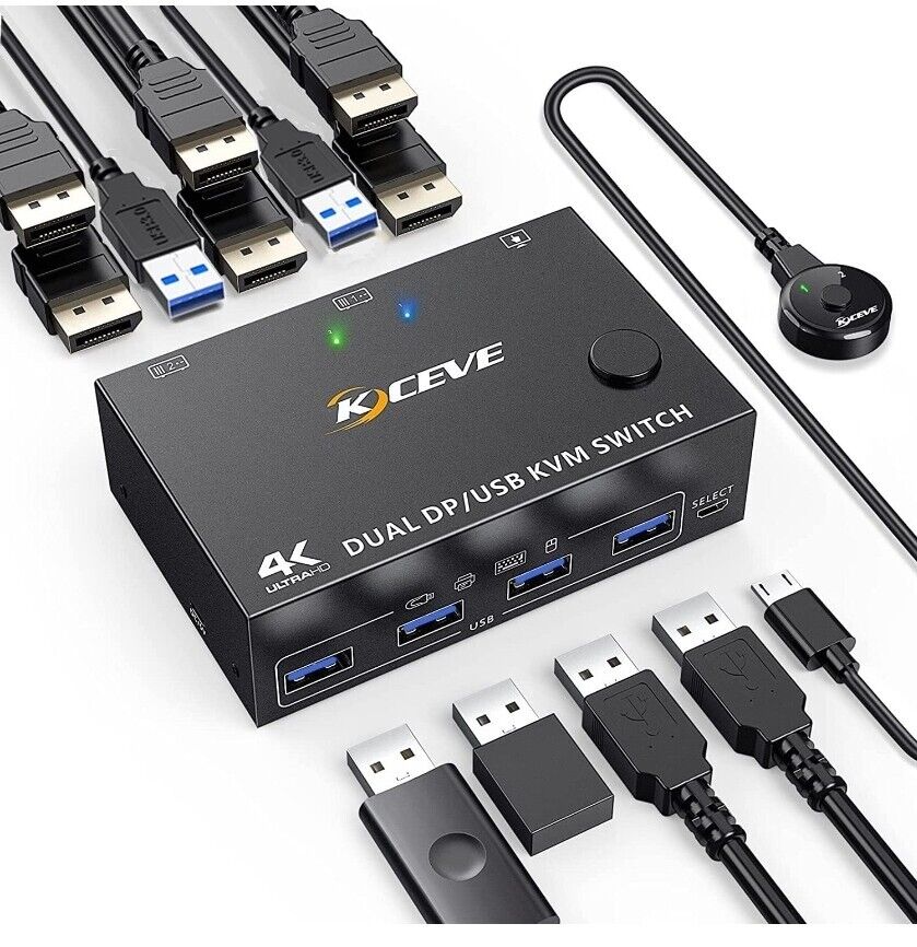 KCEVE 2 Ports KVM Switch Dual Display 4K HDMI KVM Dual Monitor KC-KVM202.    210