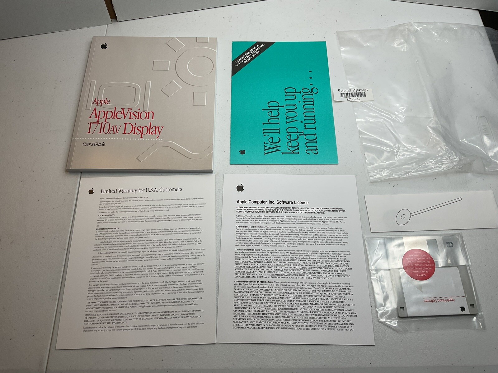 Vintage AppleVision 1710AV Display User Guide W/ 690-2705-A Software