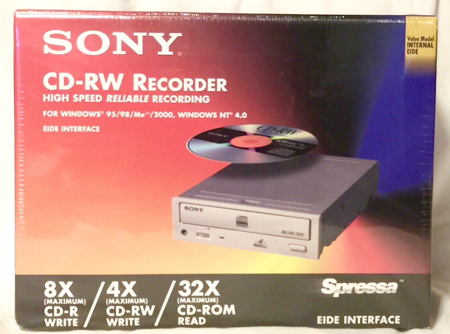 Sony CD-RW CRX140E Recorder EIDE 8x4x32 Internal Drive Windows 95/98/Me/2000 IDE