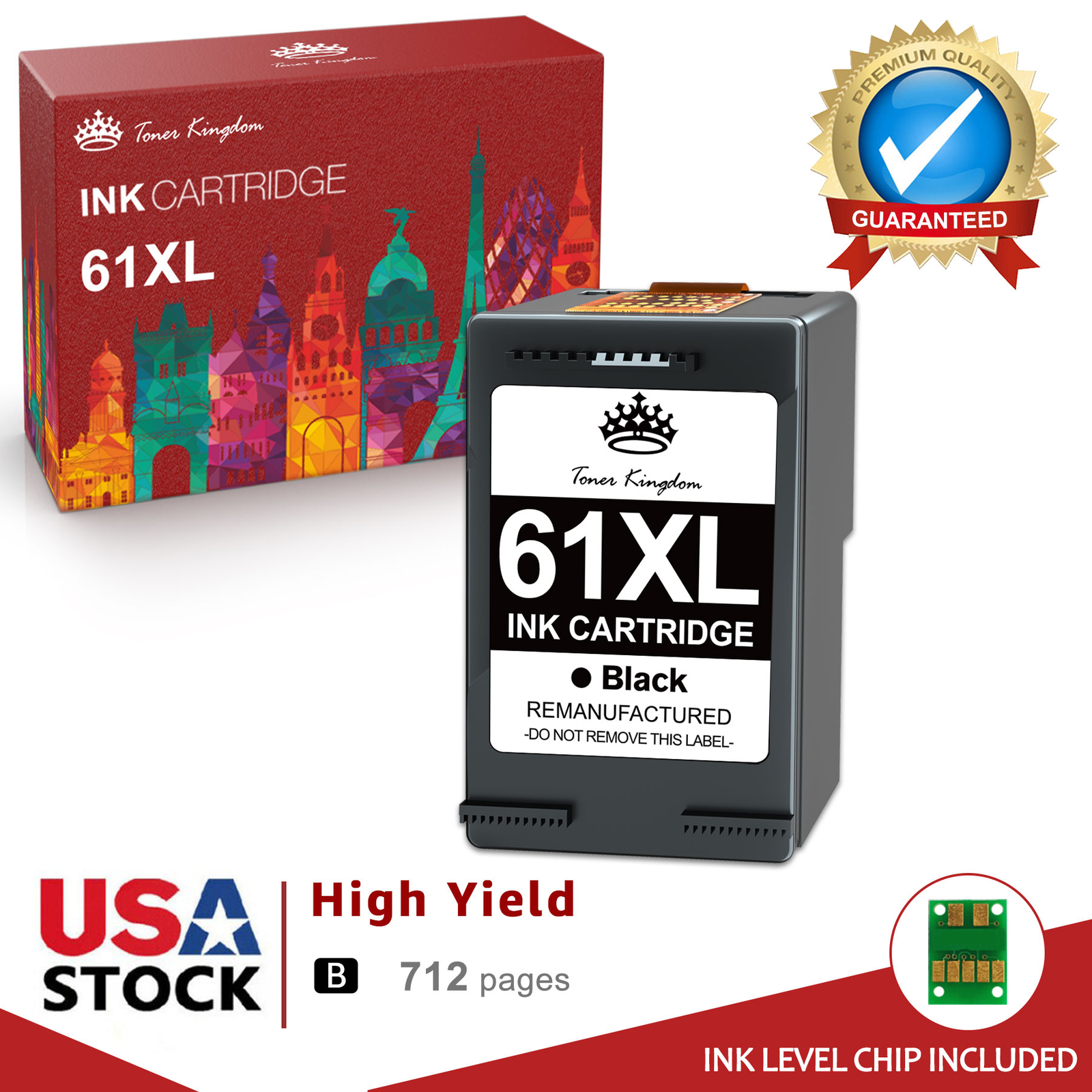 61XL Black Ink Cartridge replacement for HP Deskjet 2541 2542 3512 3516 3050A
