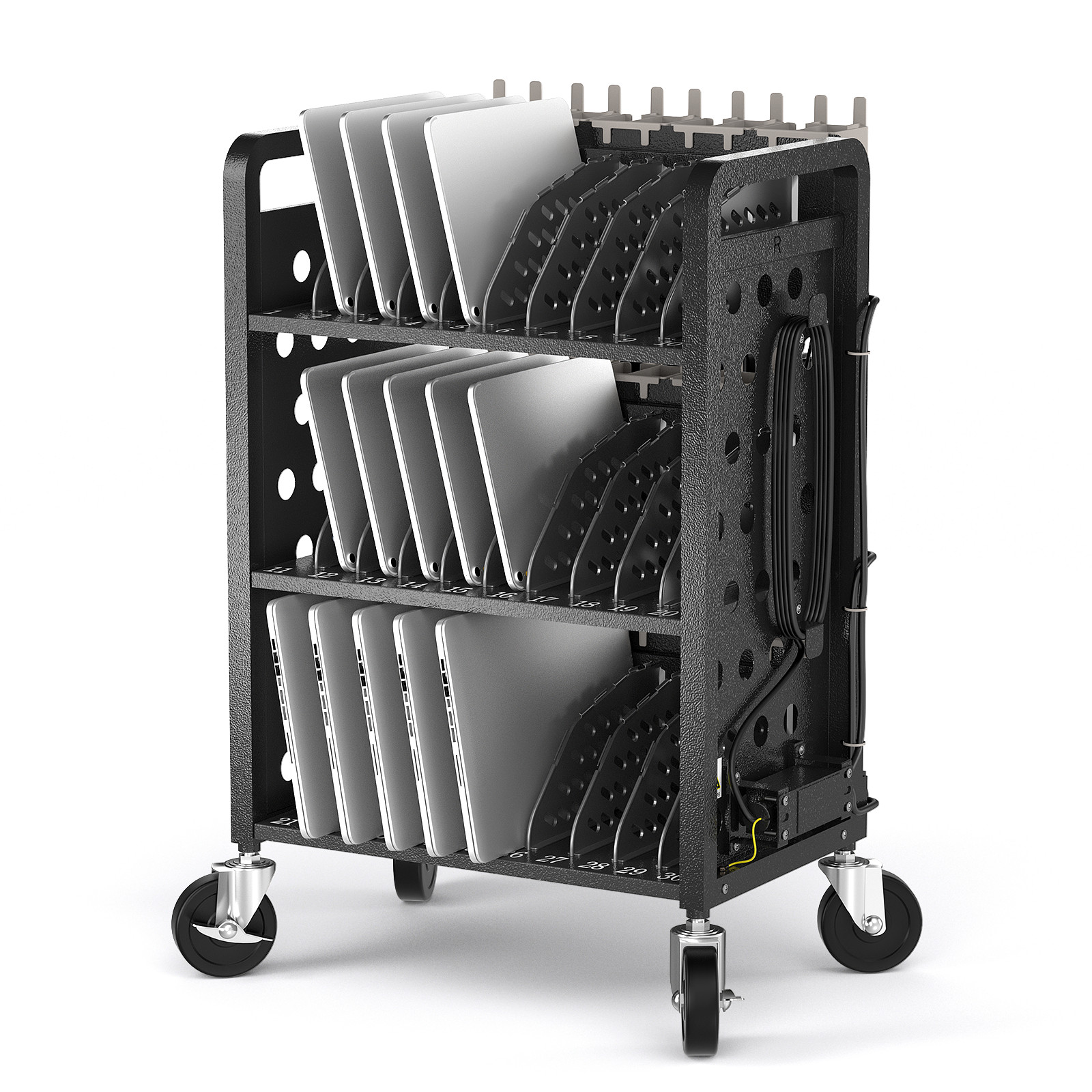 30 Device Chromebook Charging Cart - Open Charging Storage Rack for Classroom