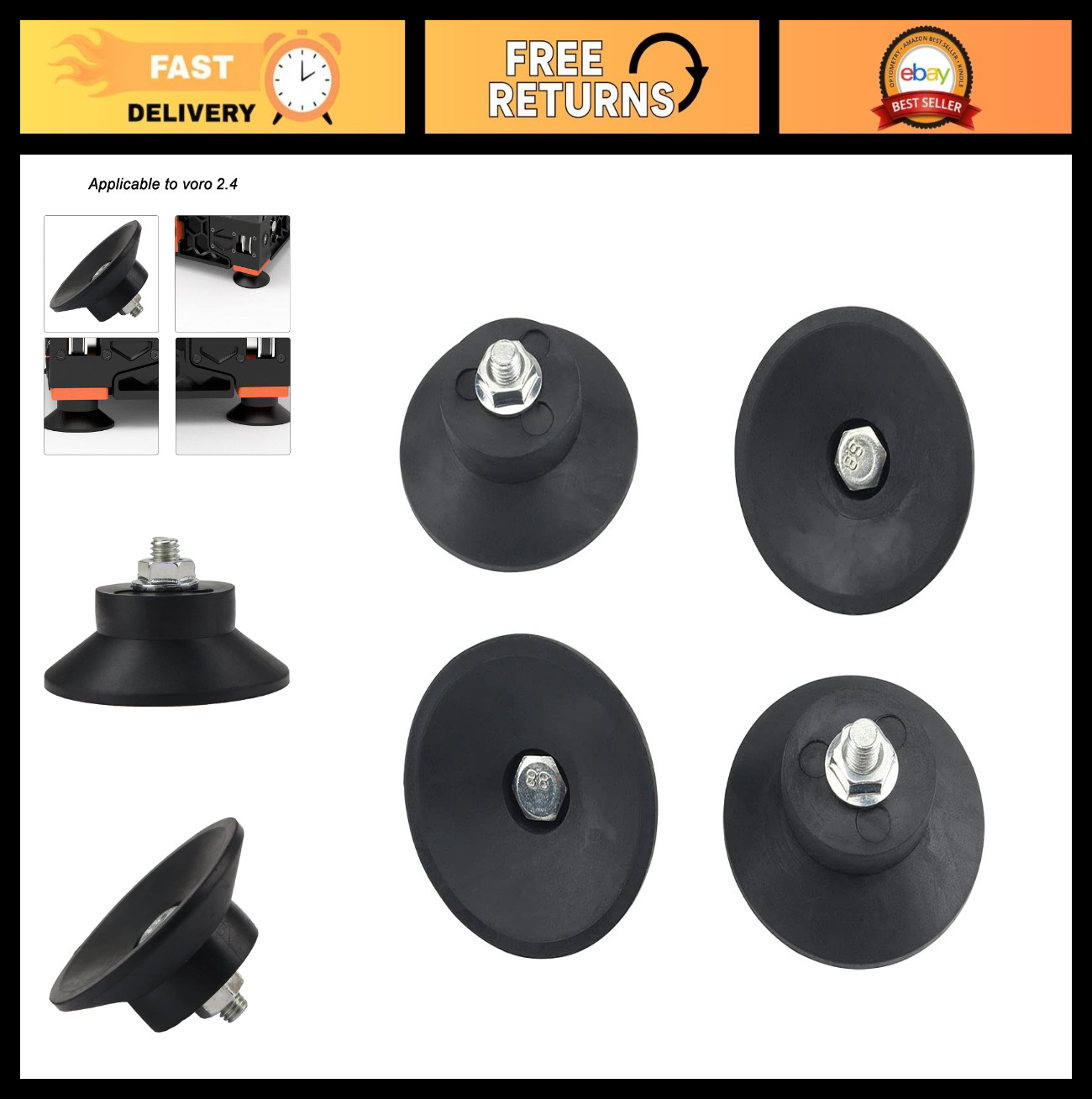 4PCS Anti-Vibration Rubber Feet for 3D Printers & Air Compressors, Shock Absorpt