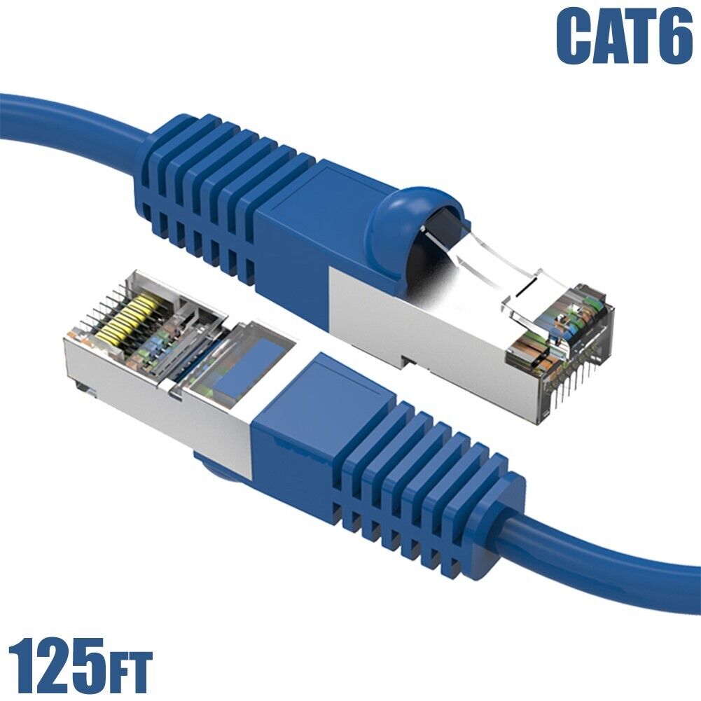 125FT Cat6 RJ45 Ethernet LAN Network SSTP Shielded Patch Cable Copper 26AWG Blue