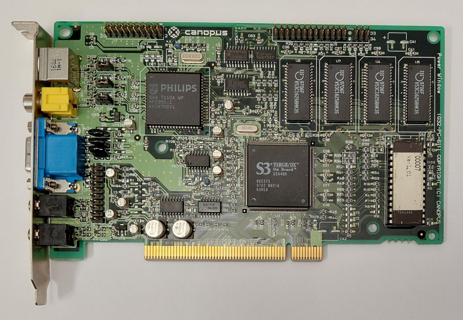 Canopus Power Window DX/4MC PCI Graphics Card (S3 ViRGE/DX, 4MB, Retro, 1997)