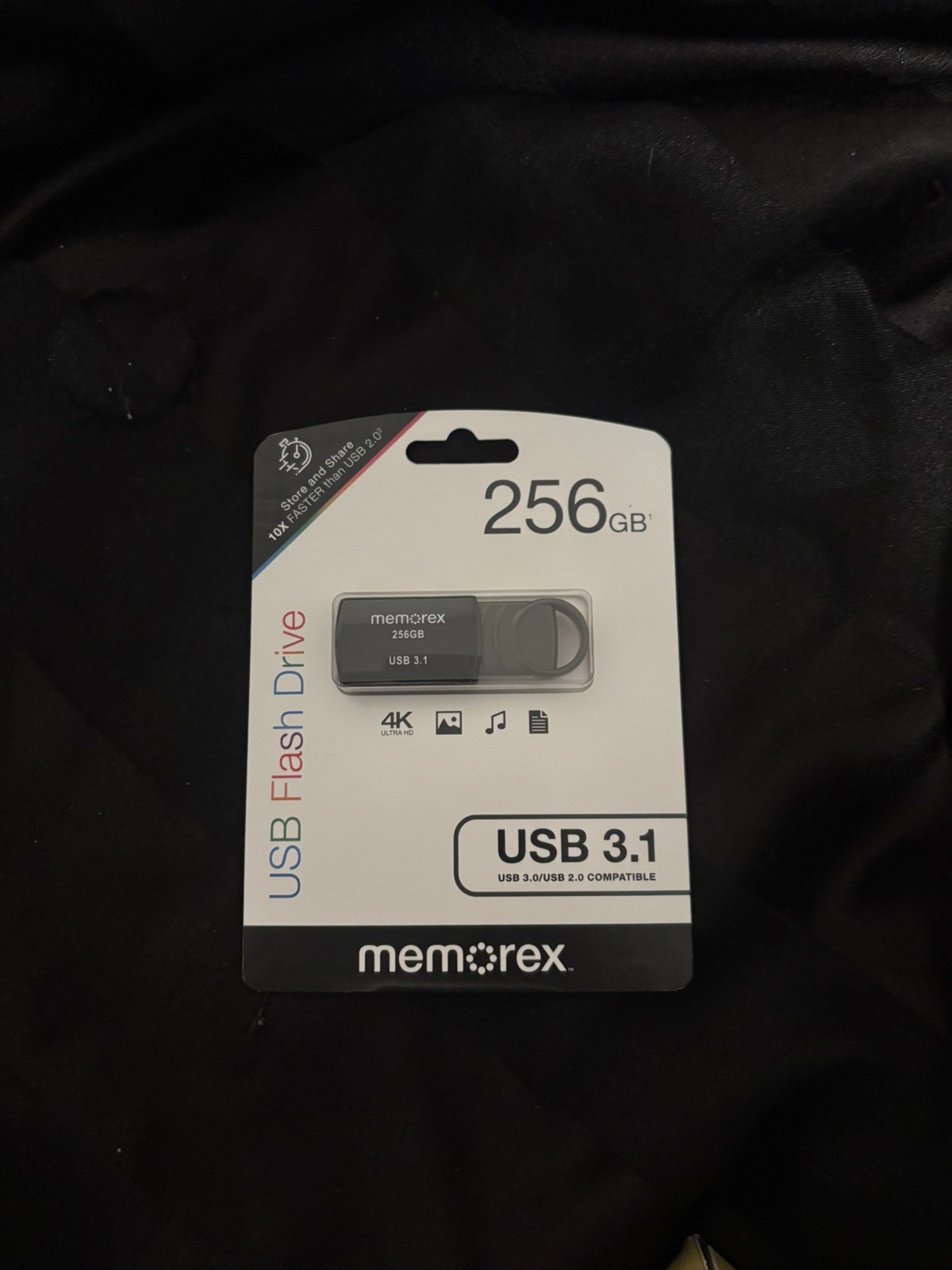 Memorex 256GB USB 3.1 Flash Drive Black Key Ring Windows/Mac