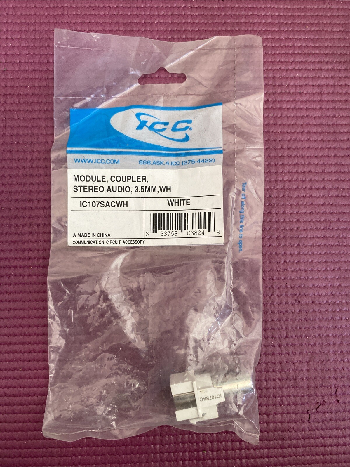 ICC IC107SACWH Audio Stereo Module Coupler 3.5mm White 6 Count