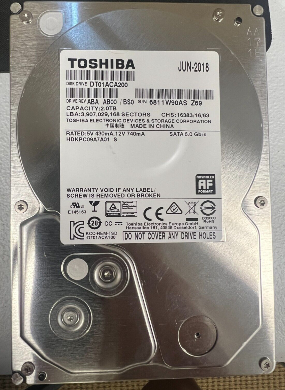Toshiba 2TB Internal 7200RPM 3.5