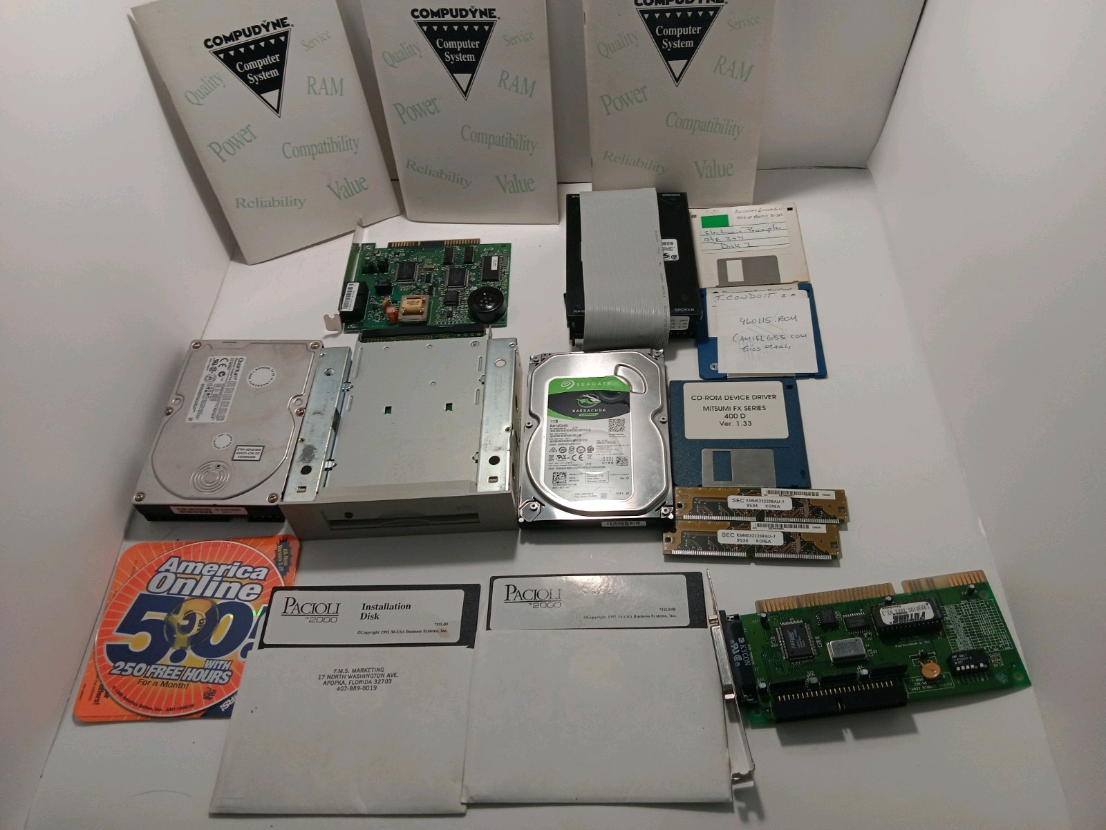 Retro computer lot mostly new stuff open box seagate samsung future domain