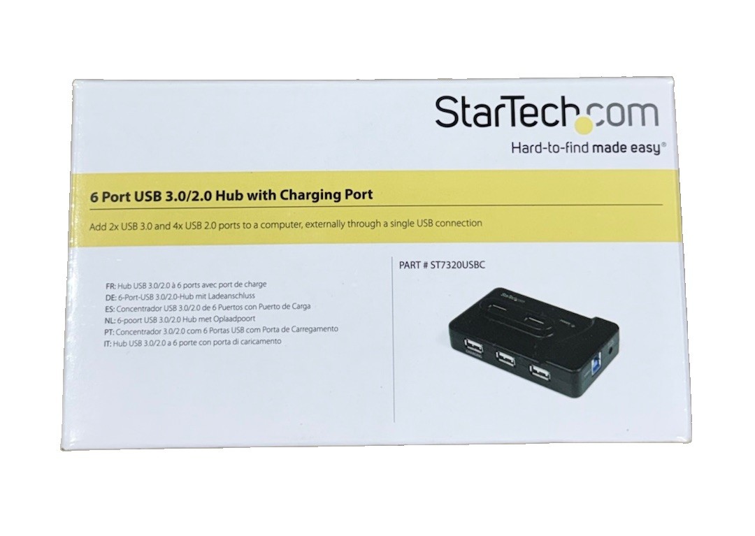 NEW StarTech 6-Port USB 3.0/2.0 Hub With Charging Port ST7320USBC (RESELLER LOT)