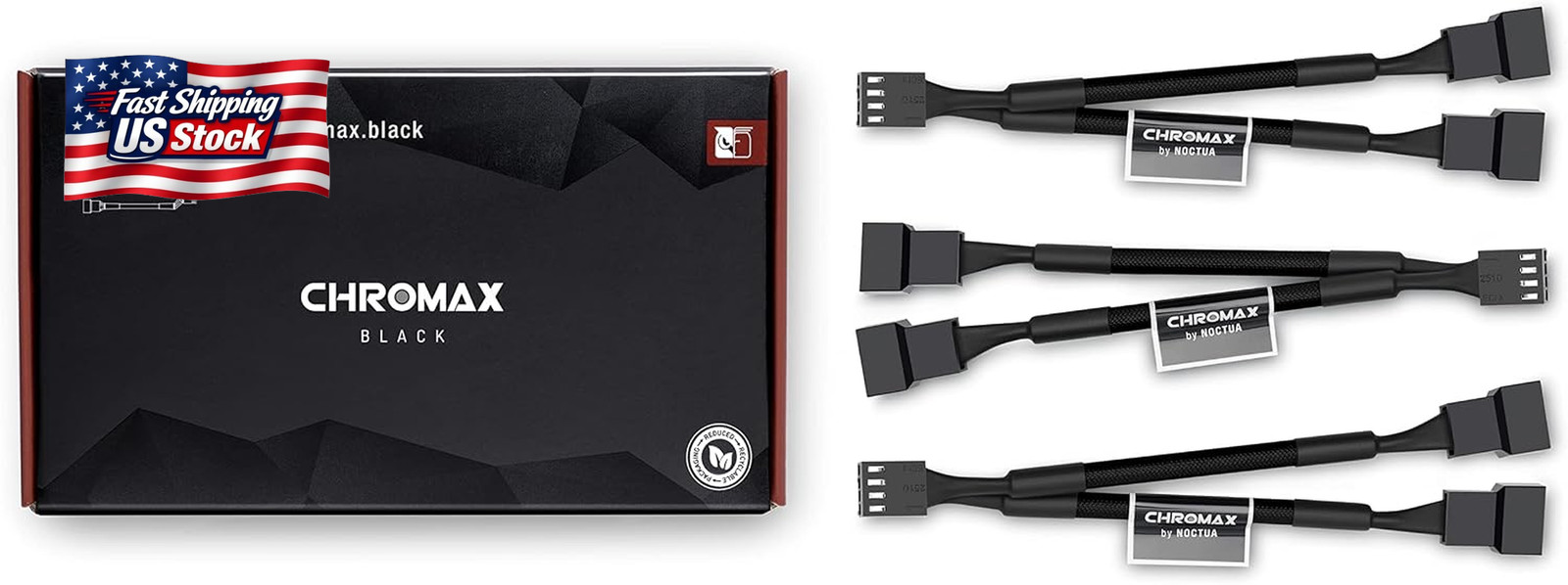 Noctua NA-SYC1 Chromax.Black, Two-Way PC Fan Splitter 3-Pack