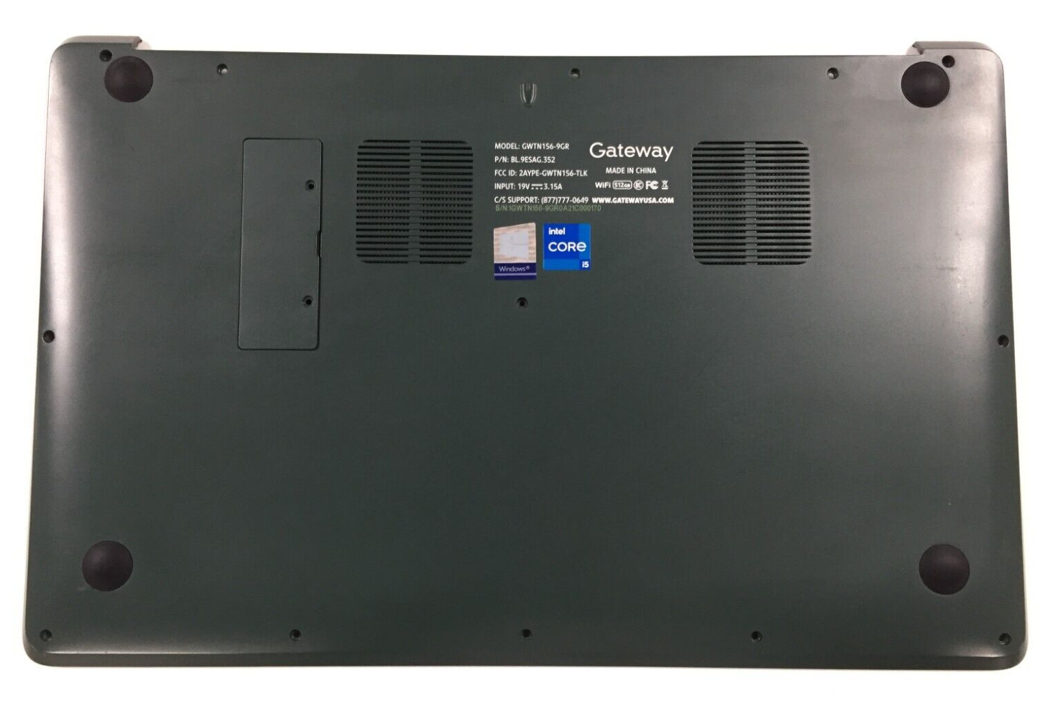 Genuine Gateway Ultra Slim GWTN156-9GR Laptop Lower Bottom Base Cover, Green