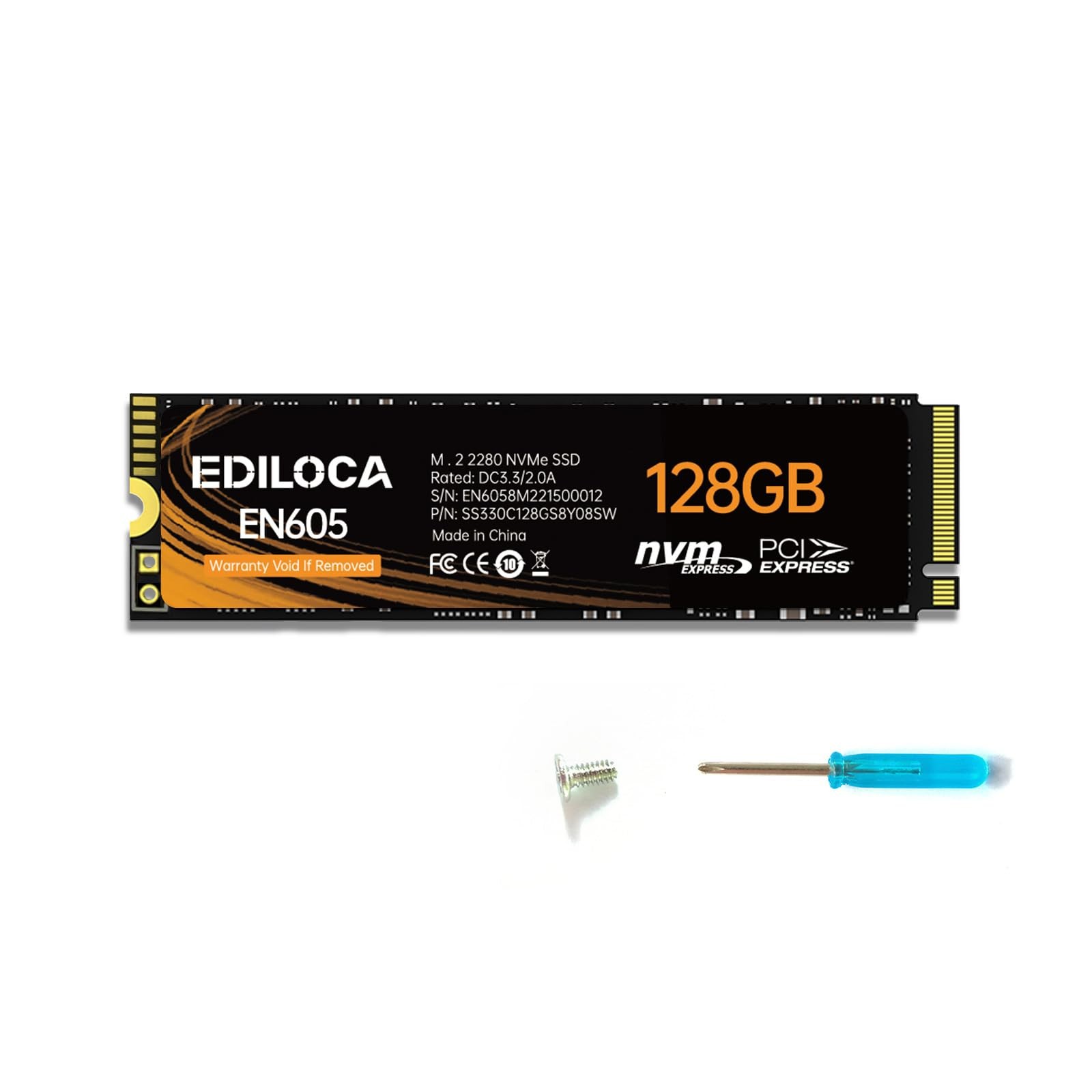 EN605 128GB M.2 SSD, NVMe1.3 PCIe Gen3 x4 SSD Internal Solid State Drive, M.2