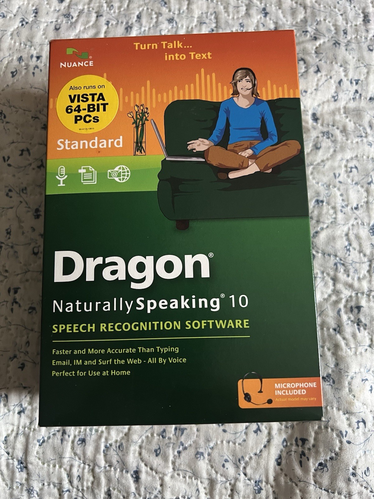 NEW Dragon NaturallySpeaking 10 Speech Recognition Software w Microphone