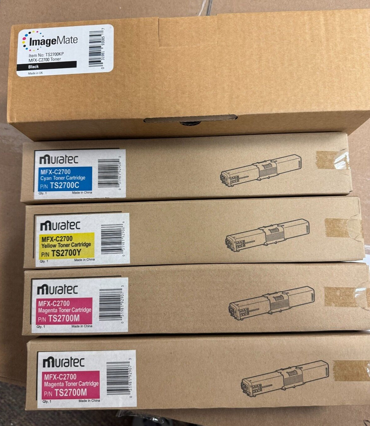 5 New OEM Muratec MFX-C2700 CMY Toner & COMPATIBLE TS-2700K (TS2700K) READ