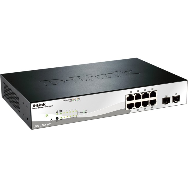 D-Link DGS-1210-10P 10-Port Gigabit Smart+ Switch w/ Fibre Uplinks & 8 PoE Ports