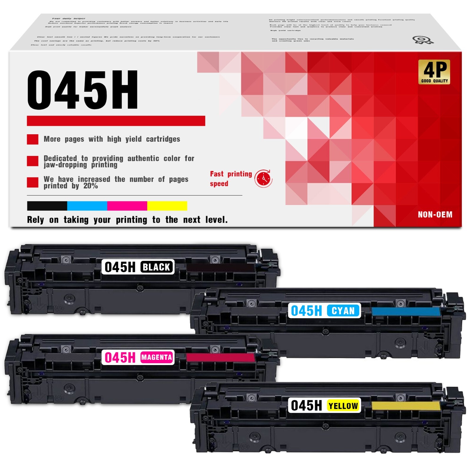 Compatible 045 045H Toner Cartridge for Canon MF634Cdw MF633Cdw (4-Pack)