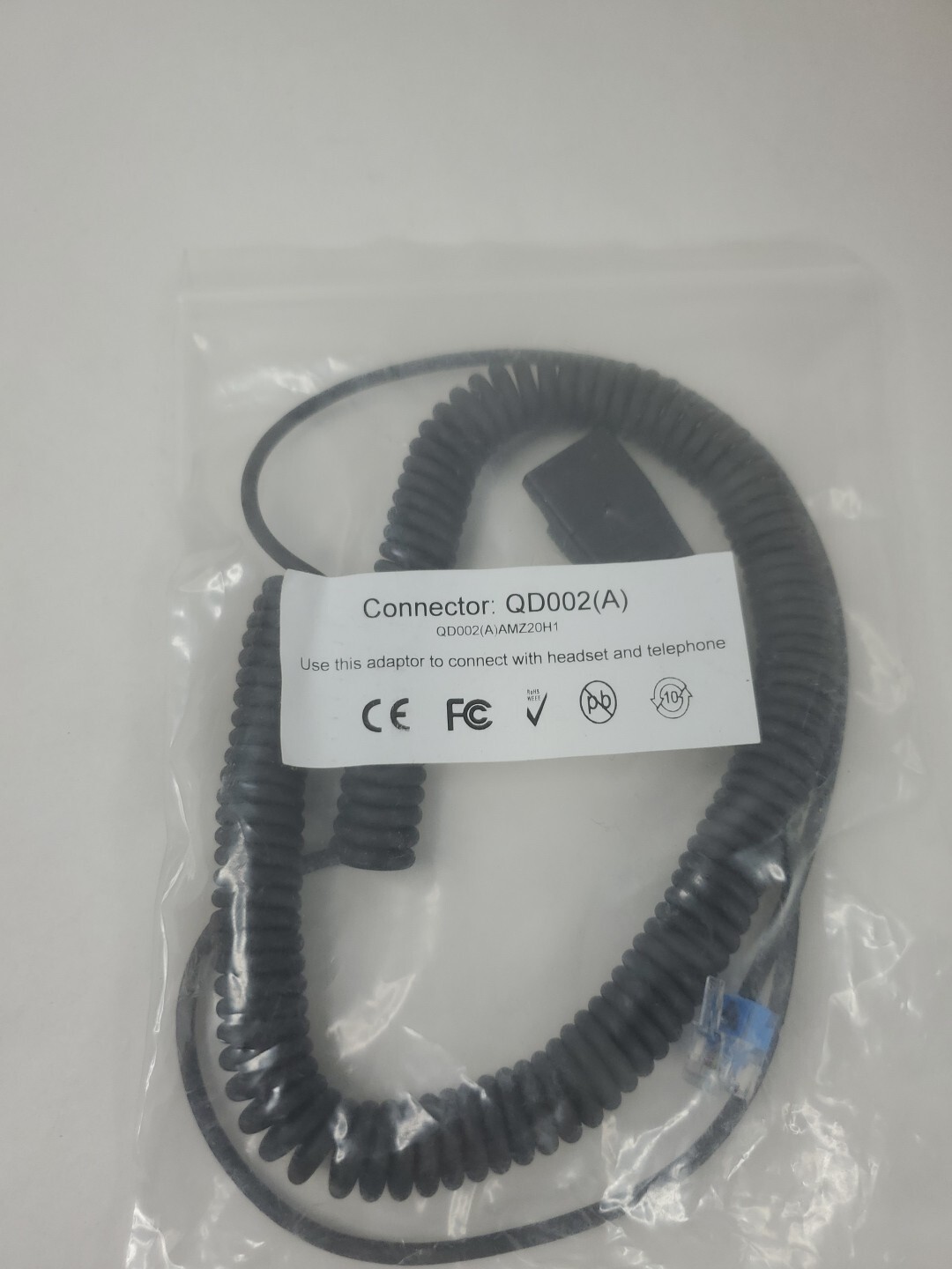 QD002 TELEPHONE HEADSET QUICK CONNECT TO RJ9 ADAPTER HANDSET CABLE
