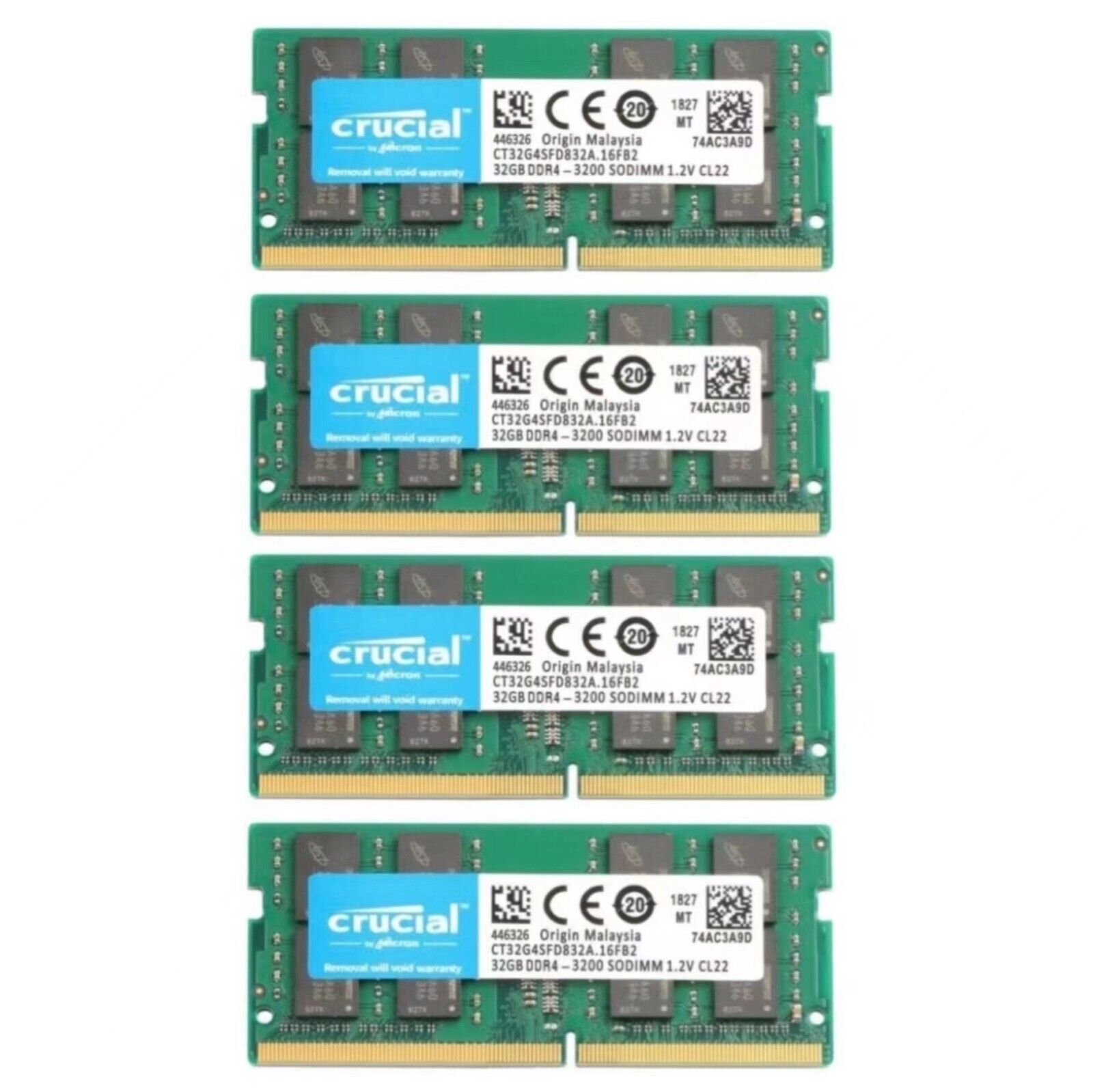 New Crucial 128GB (4X 32GB ) DDR4 3200Mhz SODIMM Laptop Memory Ram CT32G4SFD832A