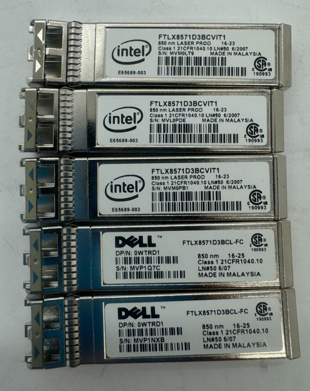 2:DELL 0WTRD1 850nm Optical Transceiver Module & 3: Intel E6568-003
