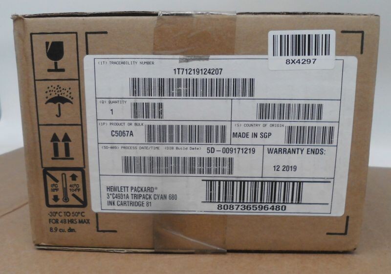 HP 81 3 Pack C5067A Inks C4931A Cyan for DesignJet 5000Series 2019 Original Box