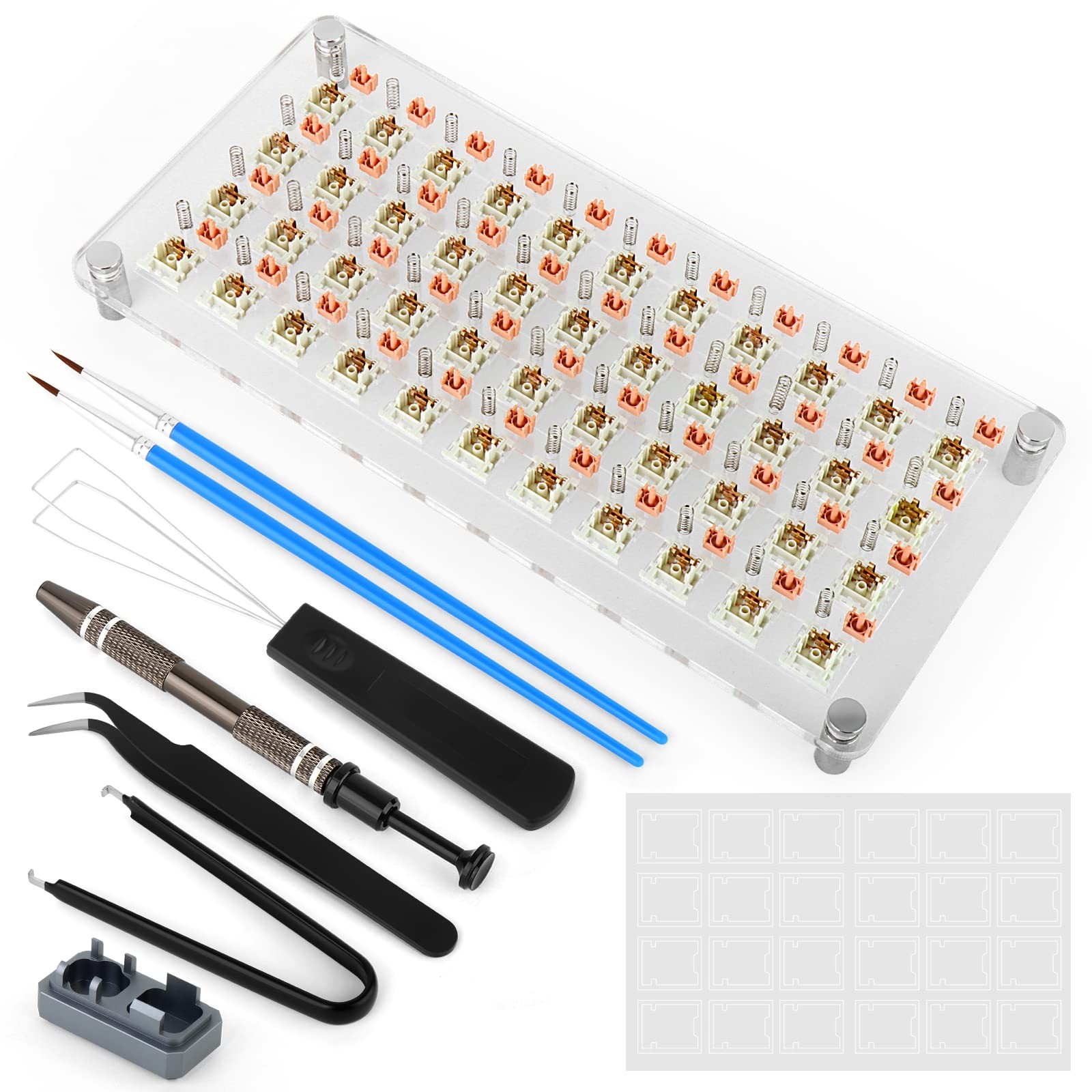 RUNJRX 44 Keyboard Switches Acrylic Lube Station,Switch Films 120Pcs,Switch Open