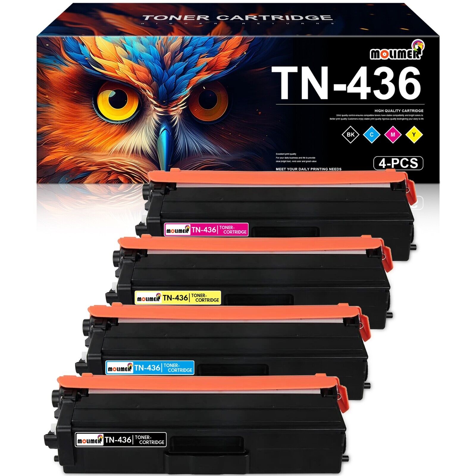 TN-436 Toner High Yield Replacement for Brother TN436 HL-L8360CDW (1BK/1C/1Y/1M)