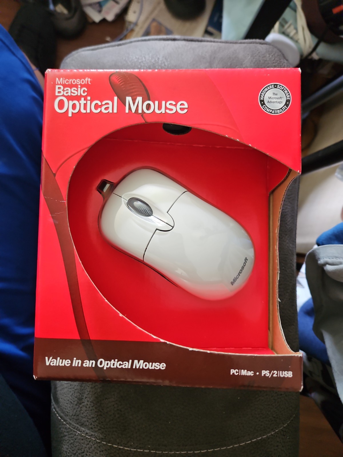 Vintage Microsoft Basic Optical Wired Mouse PS/2 USB White PC Mac X09-13932