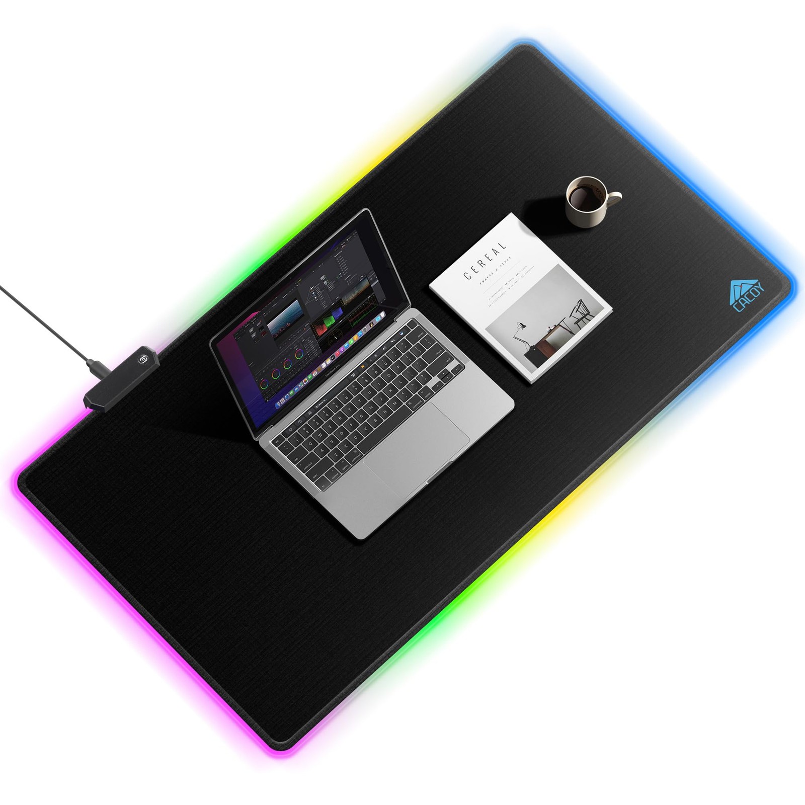 40x20 Inch Black RGB Gaming Mouse Pad XXL Large LED Computer Desk Mat Keyboard