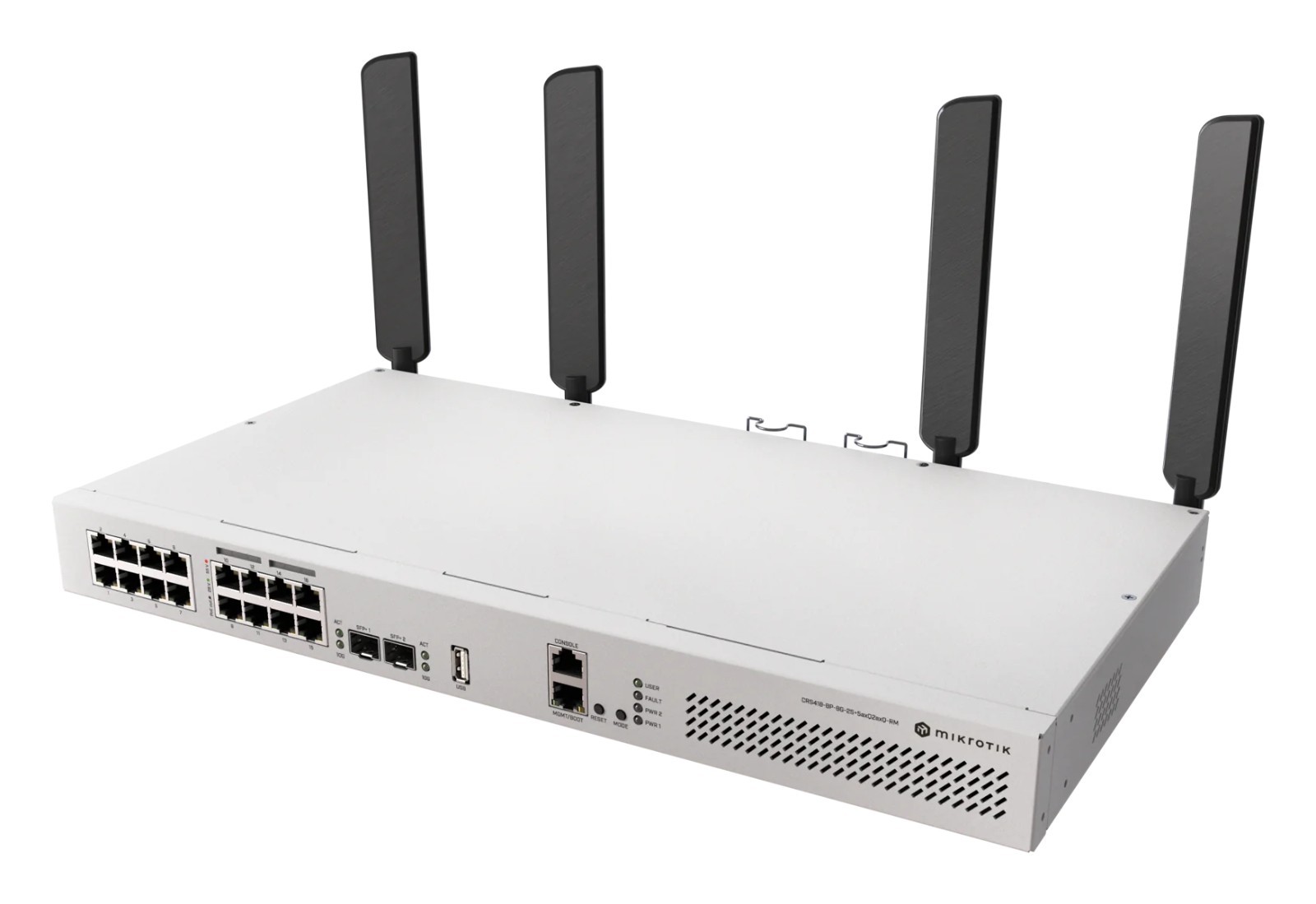 MikroTik CRS418-8P-8G-2S+5axQ2axQ-RM PoE+ Switch with Wi-Fi 6 & 2×10G SFP+