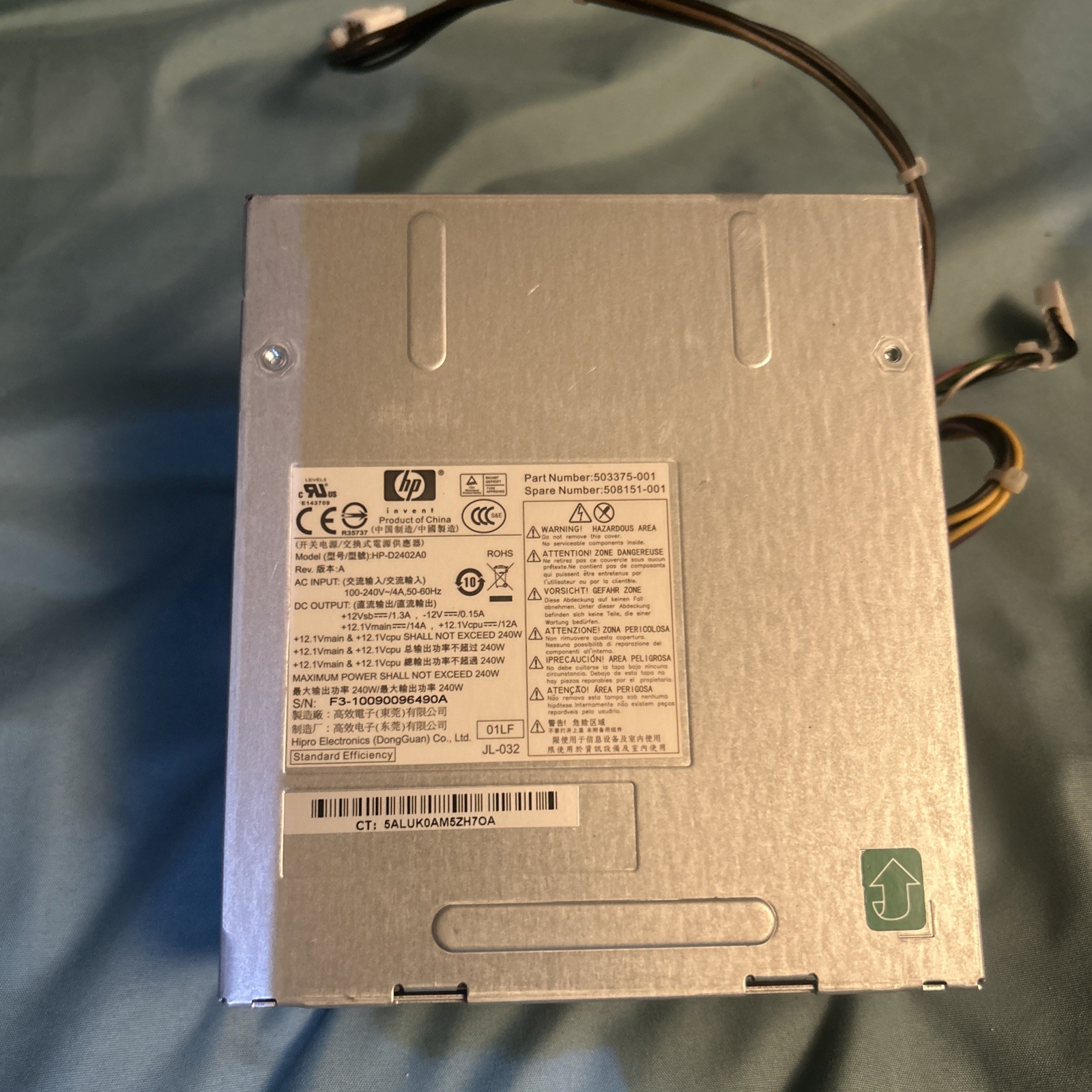 HP 6200 Pro 8200 Elite MT Microtower 320w Power Supply 611483-001