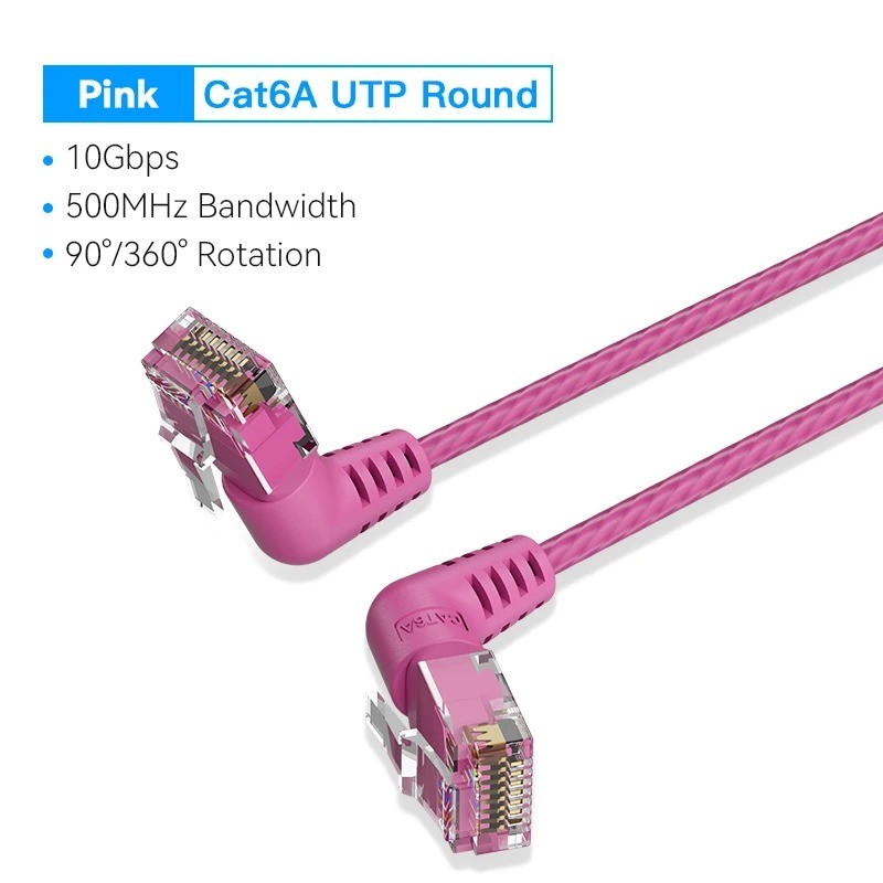 VENTION Cat6a Slim Ethernet Cable 90° 360° Rotating RJ45 10Gbps Cord