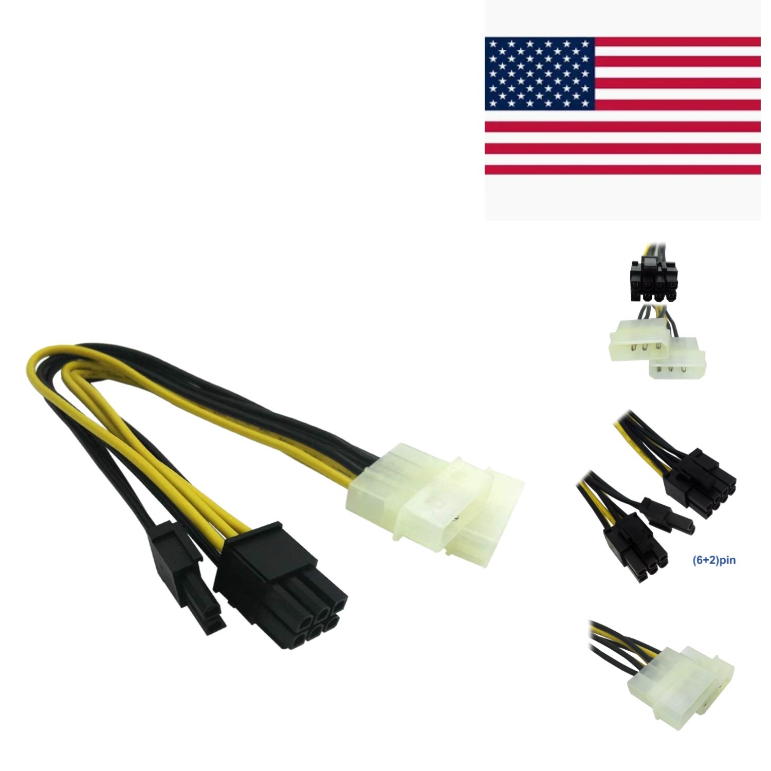 Versatile 3-Pack 8 Pin/6 Pin GPU Power Adapter - 9-Inch Braided Design