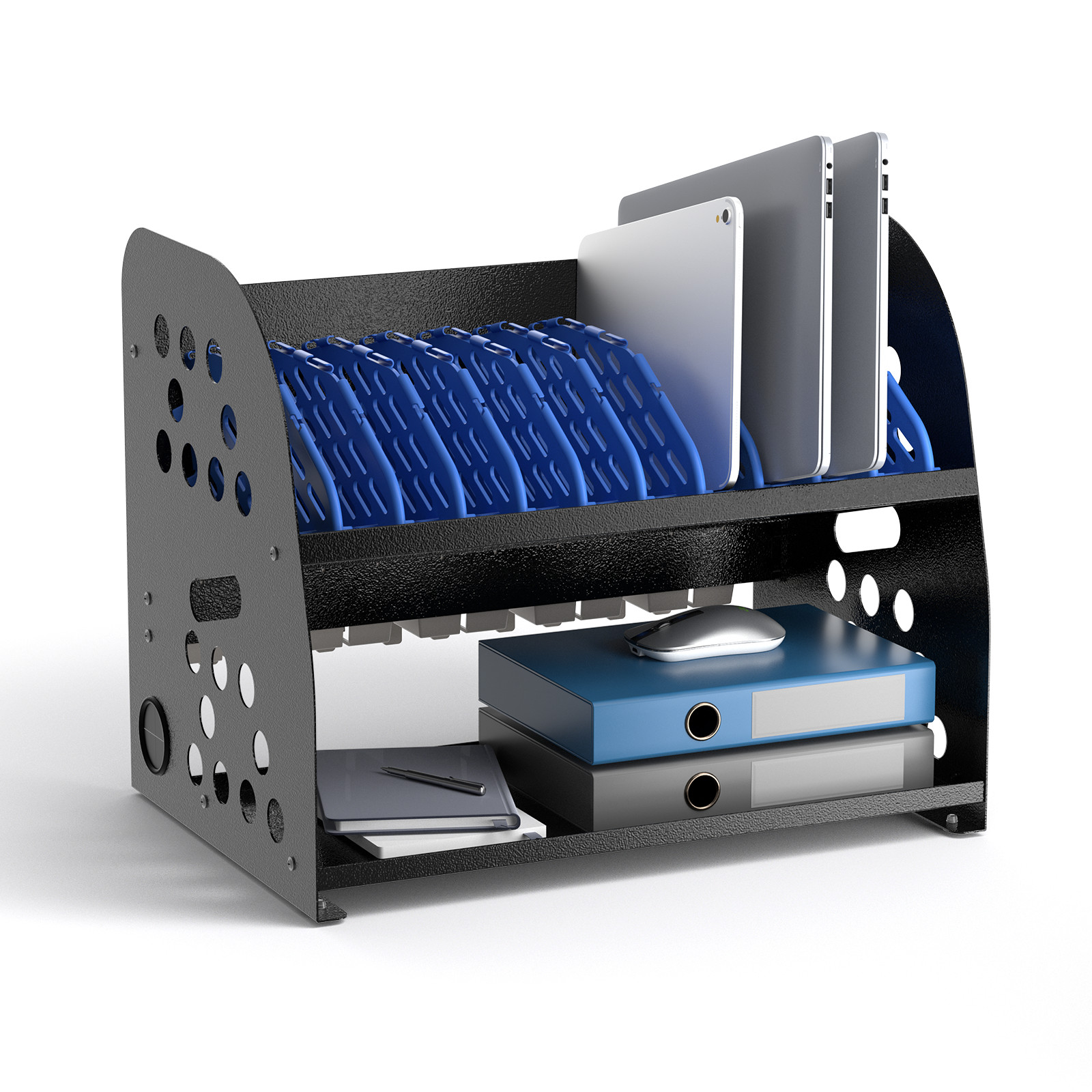 10 Devices Charging Station for Chromebook, Laptop & Tablet Storage Rack