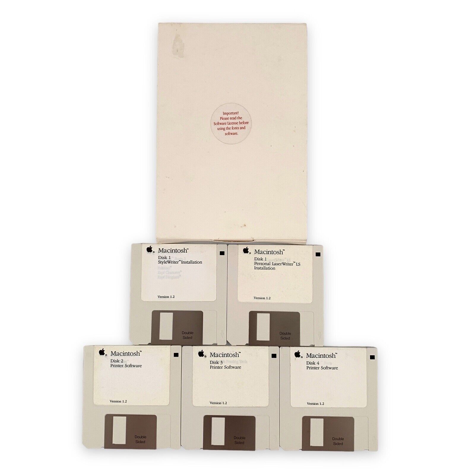 Apple Macintosh 5 Disk Printer Software Set VTG 1991 StyleWriter LaserWriter