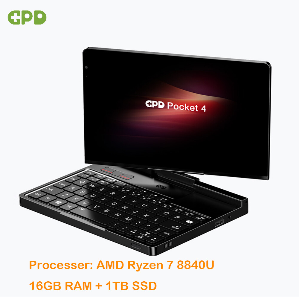 2025 GPD Pocket 4 Mini PC Modular Handheld PC AMD R7-8840U 16G+1TB Rotatable