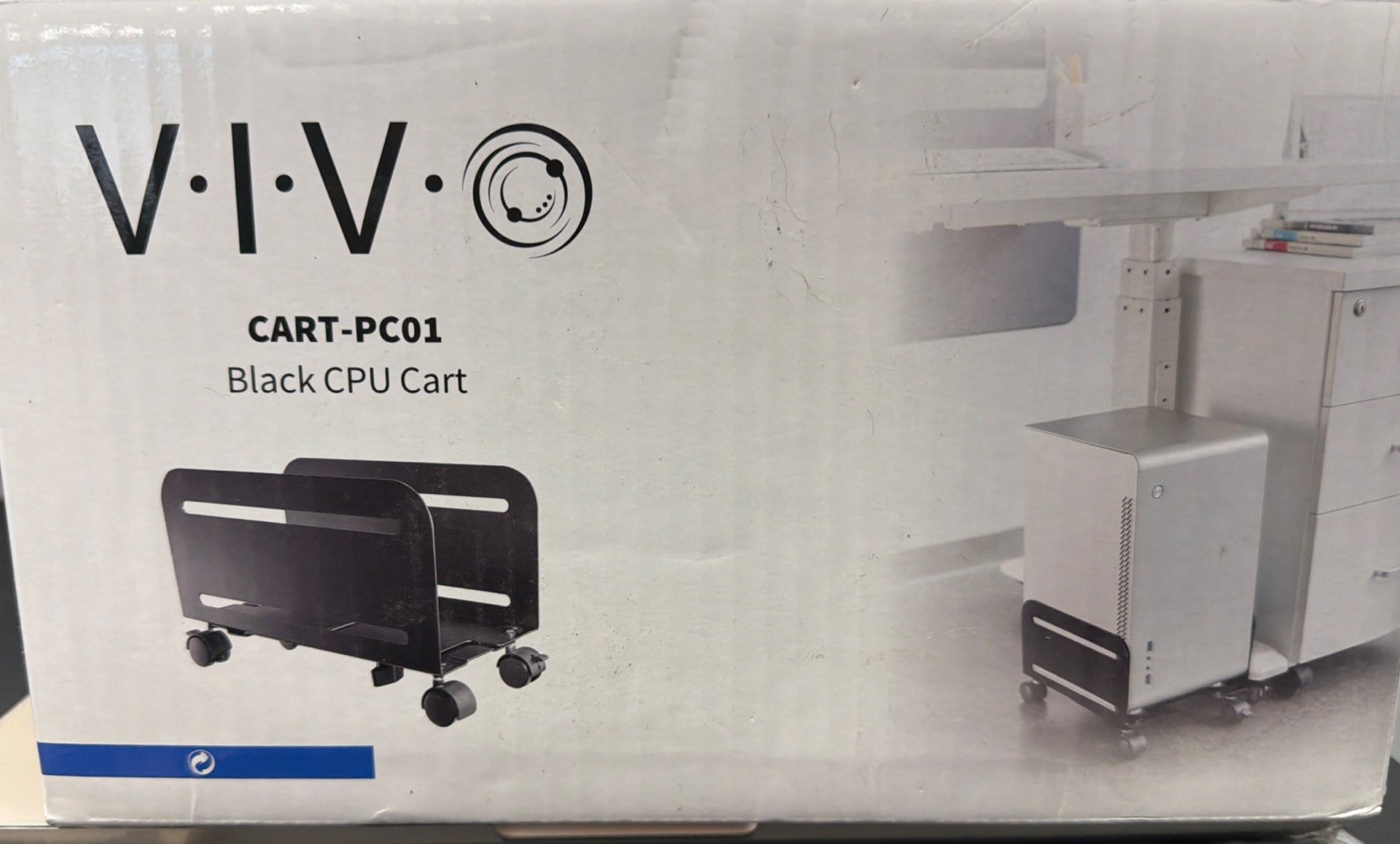 VIVO Black Computer Large Desktop ATX Case, CPU Rolling Stand, Adjustable Cart