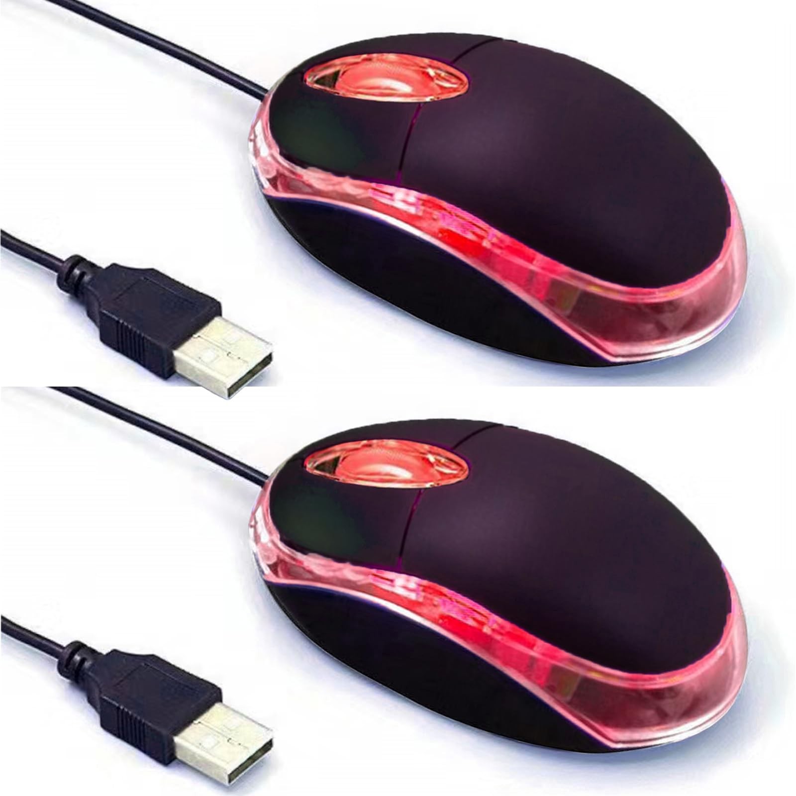 Guiheng 2 Pack Wired Mini Optical Mouse Computer Mouse Ergonomic Mouse with U...